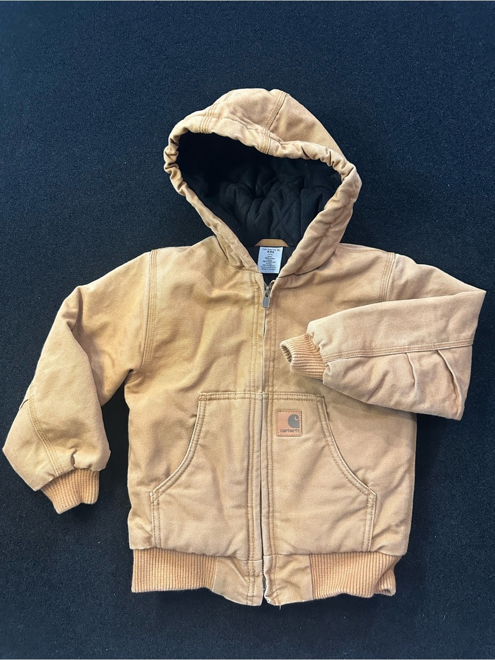 Kids Carhartt Hooded Insulated Work Jacket - Brown with Black Lining
